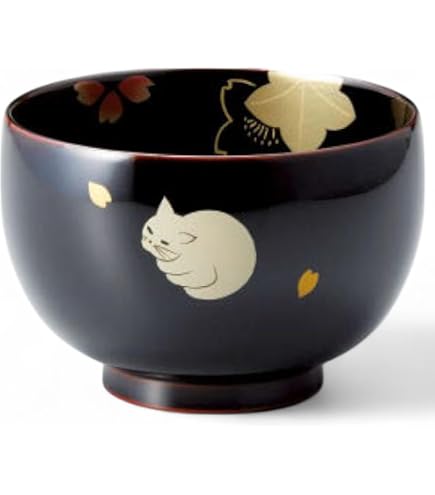 Amazon.co.jp: Hogdseirrs 雅乃『越前漆器』ネコ内桜汁椀 古代朱